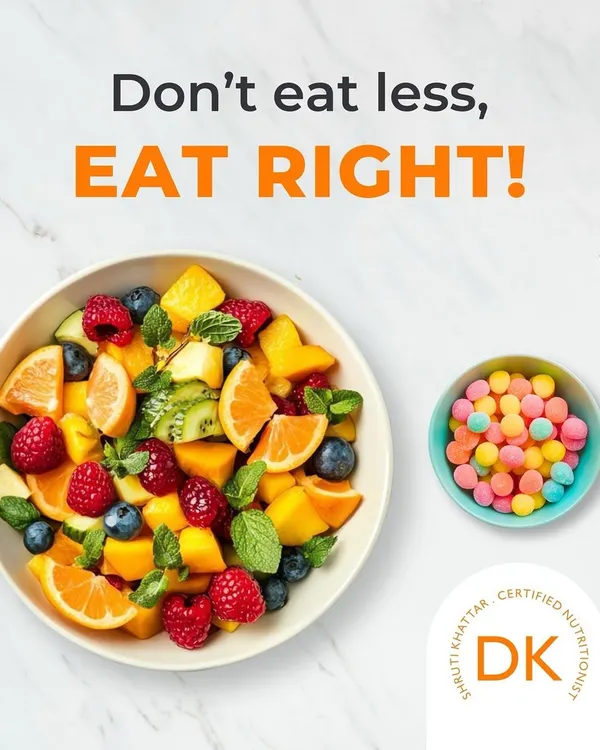 My core belief: Don't eat less, eat right! It's about nourishing your body with vibrant, wholesome foods, not depriving it. Quality over quantity is the key to sustainable health.