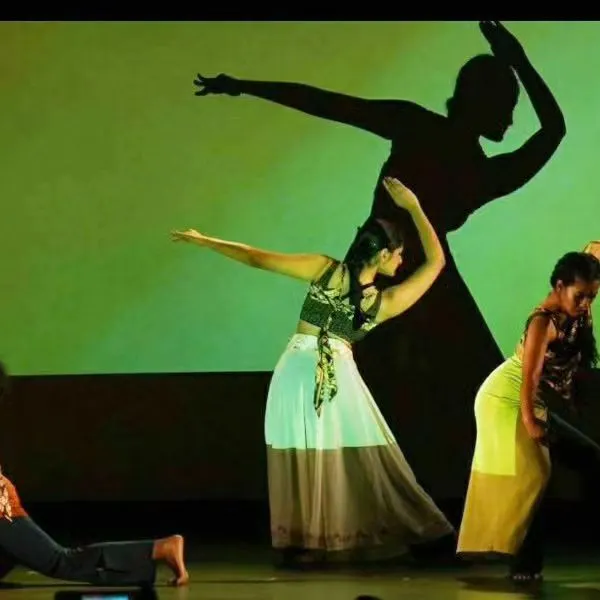 A moment of powerful imagery from our production 'Sakhi', which combines dance, theatre, and digital art to explore the path to understanding and empathy for mental health.