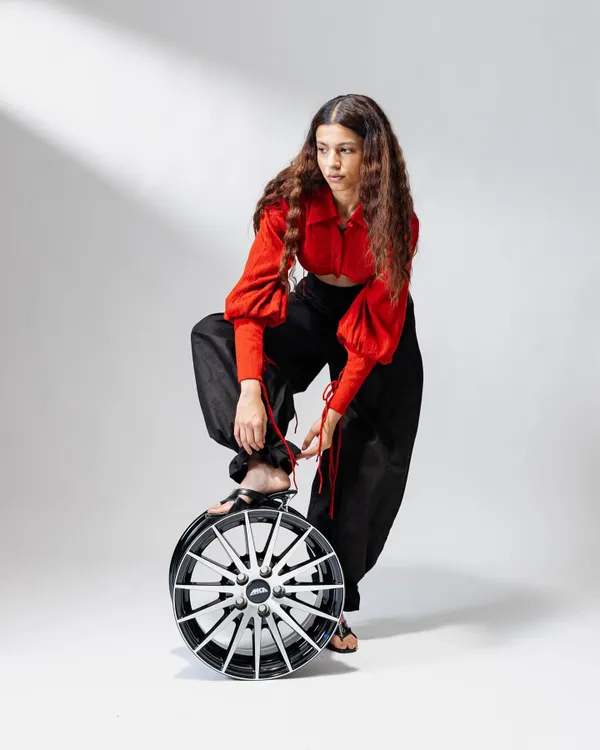 For the Two Fifty Seven footwear campaign, we used car parts as props to create a powerful, industrial aesthetic in the studio.