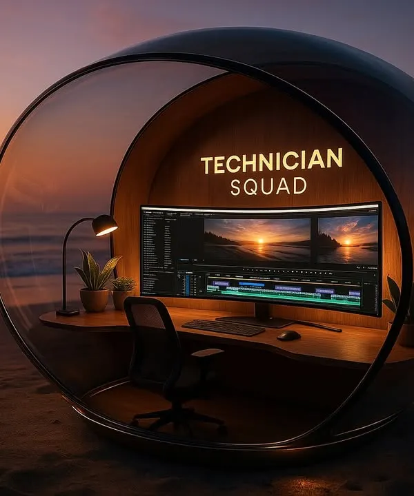 We created Technician Squad to be your single point of contact for every business and home service need. This image represents our vision: enabling you to work efficiently from anywhere, knowing that all the technical and administrative details are handled by our expert team.