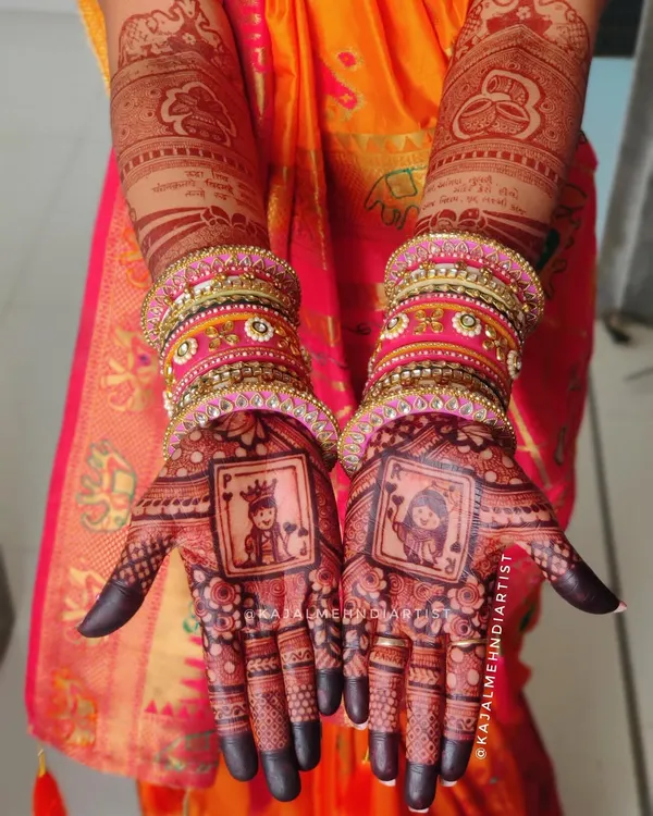 A playful twist on the couple portrait with these King and Queen of hearts cards. This is such a fun way to show your connection, especially when the henna stain comes in dark and beautiful.