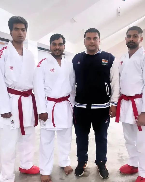 With Indian Karate team players at the South Asian Karate Championship 2024 in Bhutan. It is an honor to coach and guide our athletes at the international level.