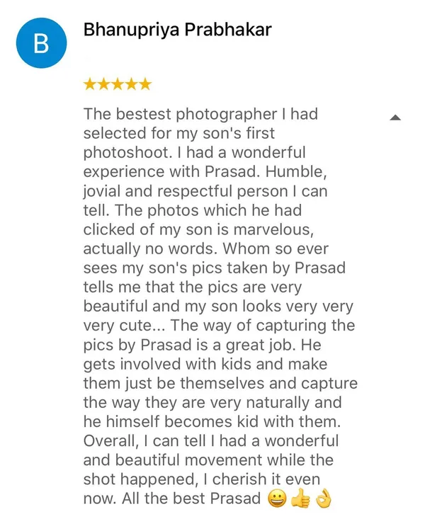 This review warms my heart. It mentions how I become a kid with them to capture natural expressions, which is the secret to my work. Thank you for trusting me with your son's first photoshoot.