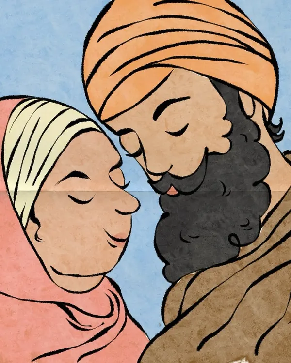 This custom couple portrait captures a quiet moment of togetherness and affection. I focus on the gentle expressions and posture to convey a feeling of home and serenity in my digital illustrations.