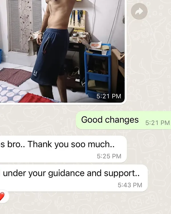 This is a real-world example of what my online coaching can achieve. My client, Jerish, lost 8kg and reduced his waist by 6 inches in just 8 weeks. We achieved this not with magic, but with a structured, scientific plan that included a nutrition program built around foods he enjoys, an efficient full-body training routine done three times a week to fit his busy schedule, and consistent weekly check-ins to make adjustments. This is the result of honest feedback and a commitment to the process.