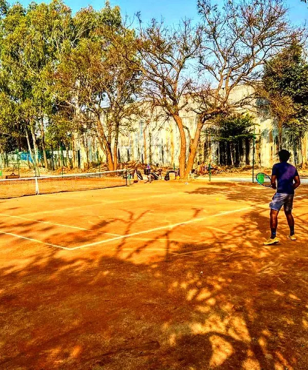 A wide view of our beautiful clay courts in Yelahanka, Bangalore. We provide a peaceful yet professional environment for players to train and excel.