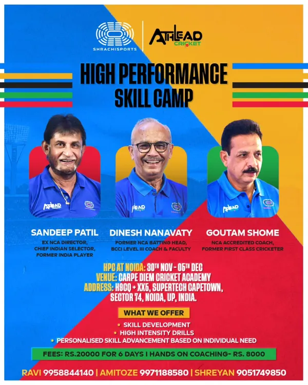 Learn from the legends. We host high-performance skill camps with some of the biggest names in Indian cricket, like former India player and chief selector Sandeep Patil, to give our players an unmatched edge.