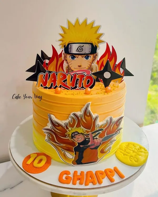 Channeling some serious ninja vibes with this epic Naruto cake. The fiery design and character toppers are perfect for any fan of the series.