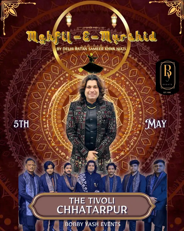 A poster from our "Mehfil-e-Murshid" performance at The Tivoli, Chhatarpur. It was a fantastic night of live music.