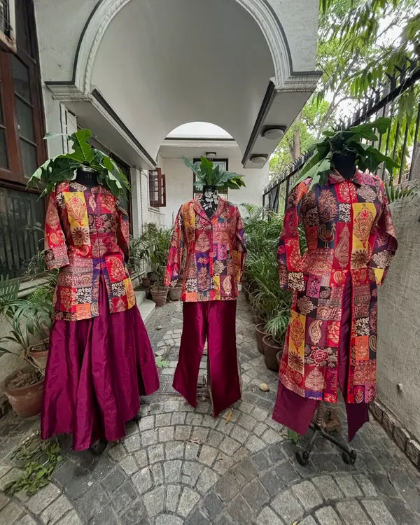 A detailed look at our custom-made matching outfits for a themed get-together. I can create different styles from the same fabric to suit everyone's personality.