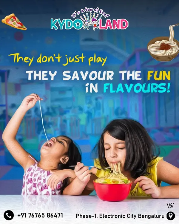 Playtime is hungry work. I believe kids don't just play; they savor the fun in flavors. My in-house cafe serves delicious and kid-friendly meals, like these noodles, to keep them fueled for more adventure.