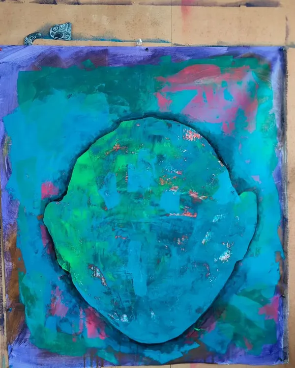 "The Head of a Child." I painted this because I couldn't unsee the horror. No argument or religion is worth a child's life. This is my response to the ongoing genocide.