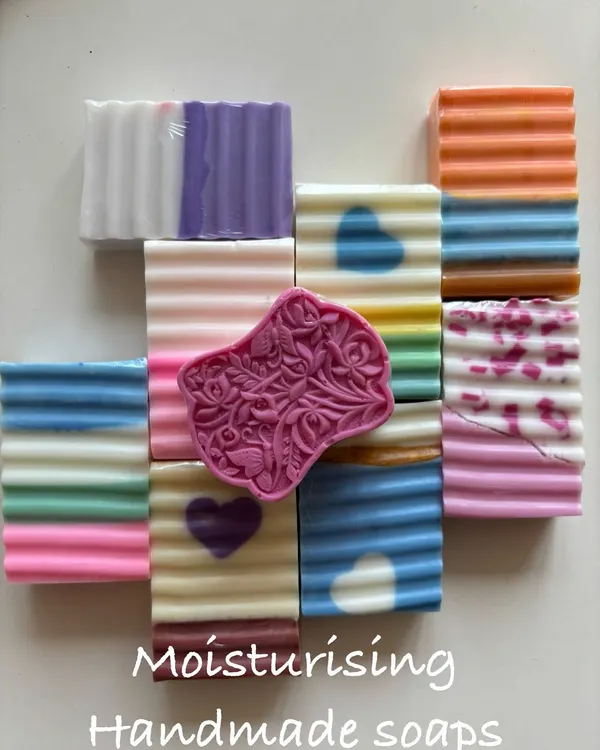 This is a snapshot of the love and color I pour into my work. Each handmade designer soap is crafted to be gentle and moisturizing, using a camel milk base that's wonderful for all skin types, especially sensitive skin.