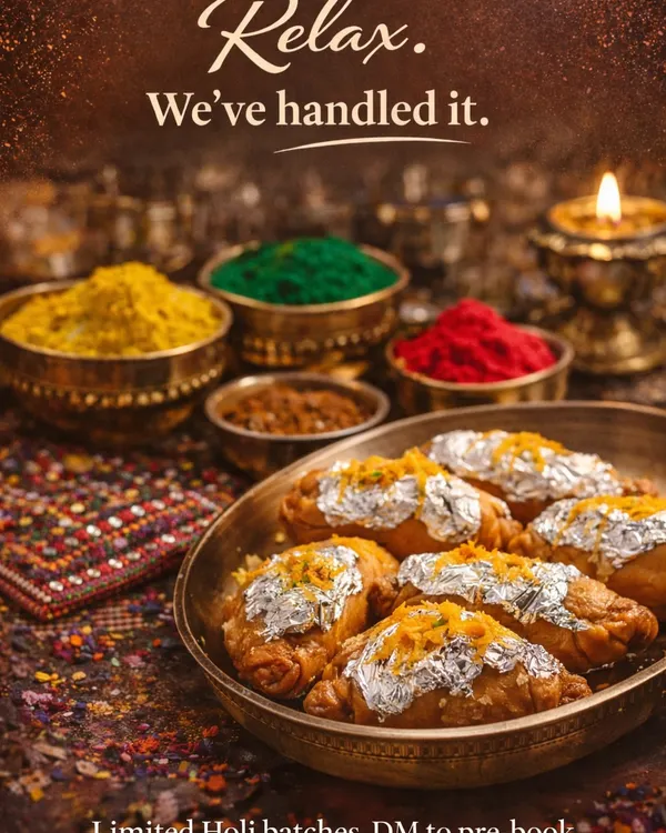 Let us handle the food so you can relax and enjoy the festival of colours. Our limited-batch Holi specials, like these delicious Gujiyas, are made with traditional recipes.