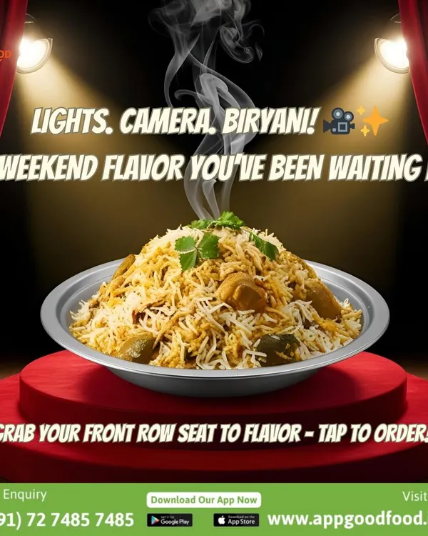 Lights, Camera, Biryani! This is the weekend flavor you've been waiting for. Grab your front-row seat to flavor and tap to order this showstopper.
