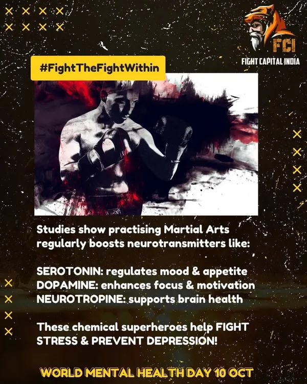 Martial arts is not just a physical discipline, it's a mental one. Regular training helps fight stress and prevent depression by boosting key neurotransmitters.