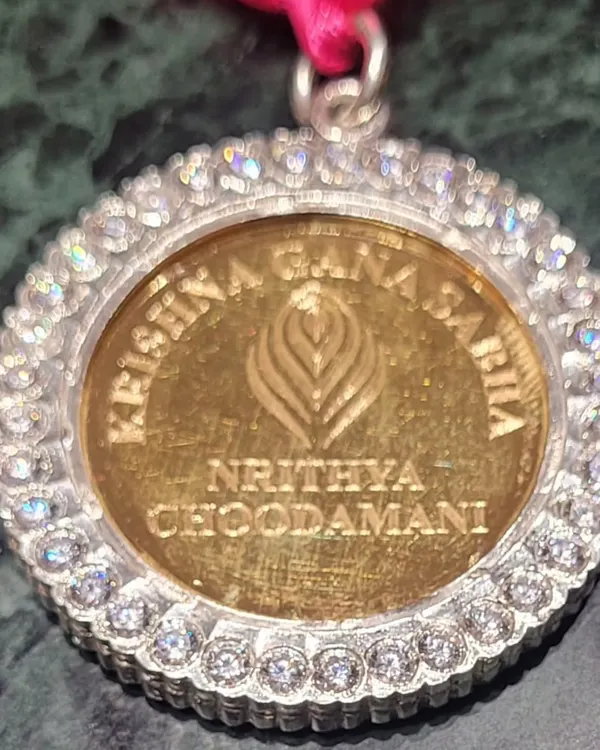 The 'Nrithya Choodamani' gold medallion from the prestigious Krishna Gana Sabha, Chennai.