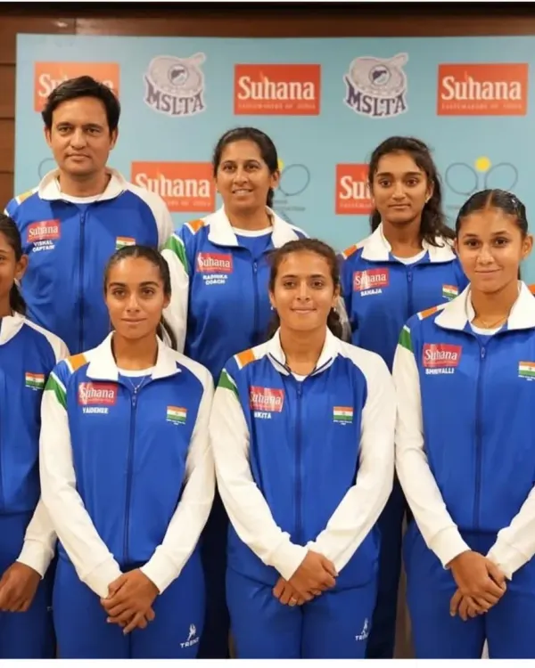 With my teammates for the Indian Billie Jean King Cup. Being part of this team and representing India on the world stage is an incredible feeling of pride and responsibility.