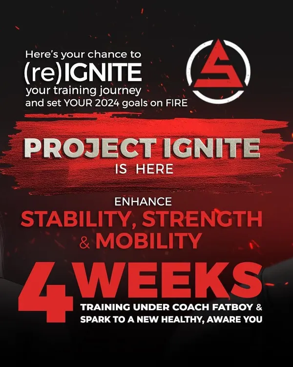 Project IGNITE is here to set your 2024 goals on fire. This 4-week program, led by Coach Fatboy, is designed to enhance your stability, strength, and mobility, sparking a new, healthy, and aware you.