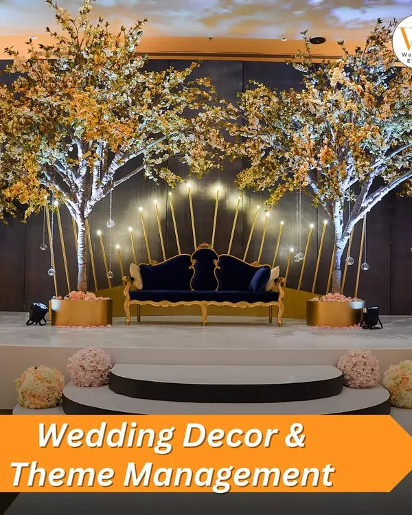 Wedding Decor & Theme Management: We design and execute the entire look and feel of your wedding, from the overall theme and color palette to the floral arrangements and lighting, ensuring a cohesive and beautiful event.