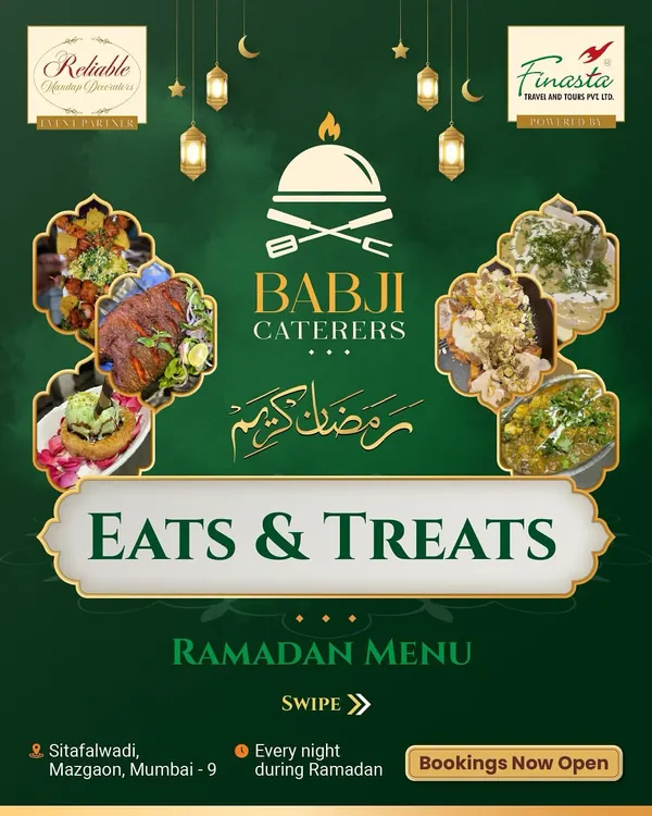 Our full 'Eats & Treats' Ramadan menu cover. This is your guide to an unforgettable Iftar feast, featuring a mix of Mughlai, Tandoori, and Chinese-inspired dishes.