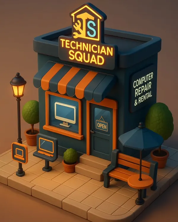 Welcome to Technician Squad, your friendly neighborhood hub for all computer repair and rental needs. This visual represents our commitment to providing accessible, professional, and reliable IT services right in your community.