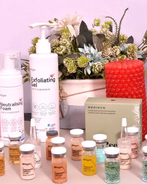 This is my professional setup for a BB Glow and Microneedling treatment. I use a complete protocol that includes gentle exfoliation, a neutralizing foam, and a curated selection of premium ampoules to ensure safe, effective, and dermatology-grade results.