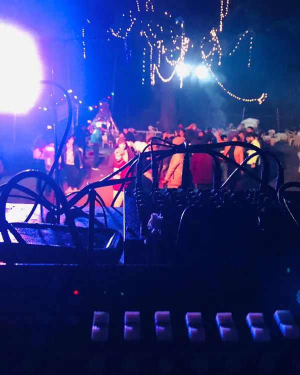 A view from the DJ console during one of our weekend parties. We bring in talented artists to keep the energy high as guests dance the night away under festive lights.