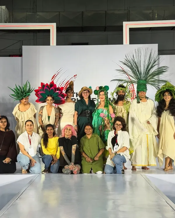 The full team and our incredible models after our relaunch show. Our vision was clear: to work with brands that take sustainability seriously and to create hair art inspired by nature.