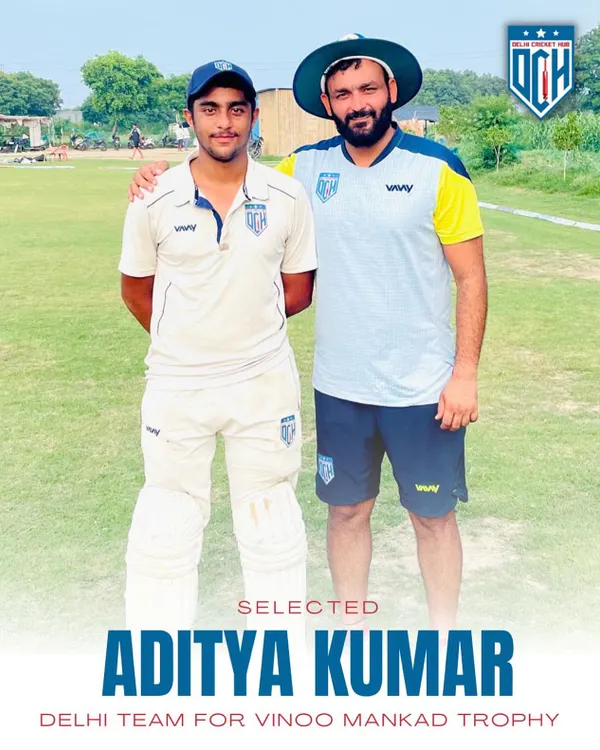 Congratulations to our champion player Aditya Kumar on his selection for the Delhi team in the Vinoo Mankad Trophy.