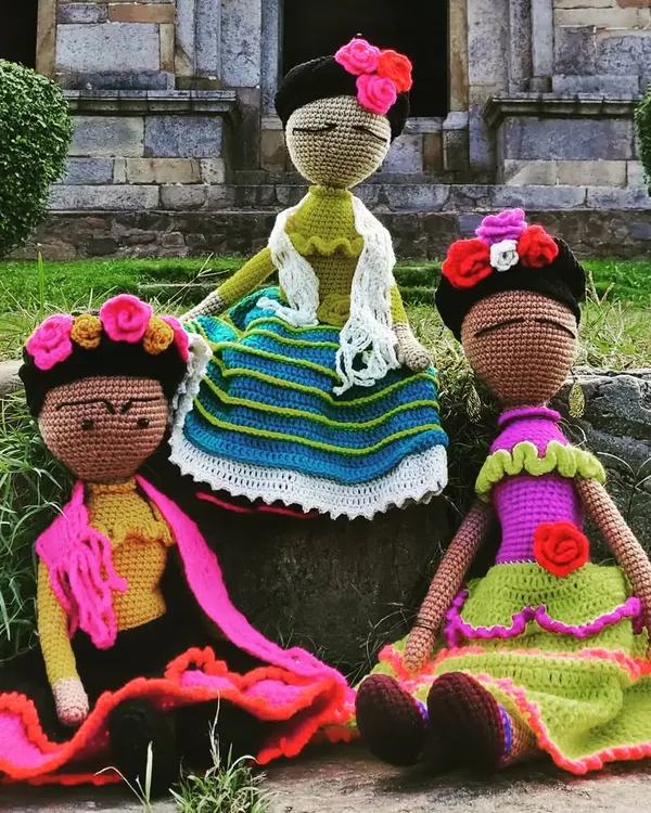 These are my handmade Frida Kahlo inspired dolls, each with her own unique personality and colorful dress. I pour so much love into crafting these iconic figures, making them perfect as a collector's item or a special gift for the art lover in your life.