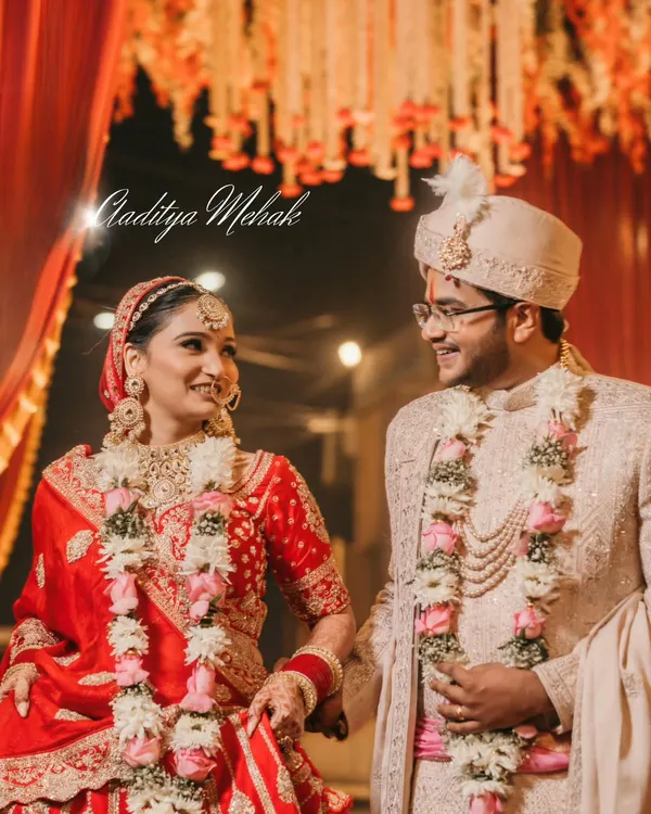 The moment right after the Varmala ceremony. The look of pure joy and love shared between Aaditya and Mehak is what makes a wedding day so magical. We capture these priceless, fleeting expressions.