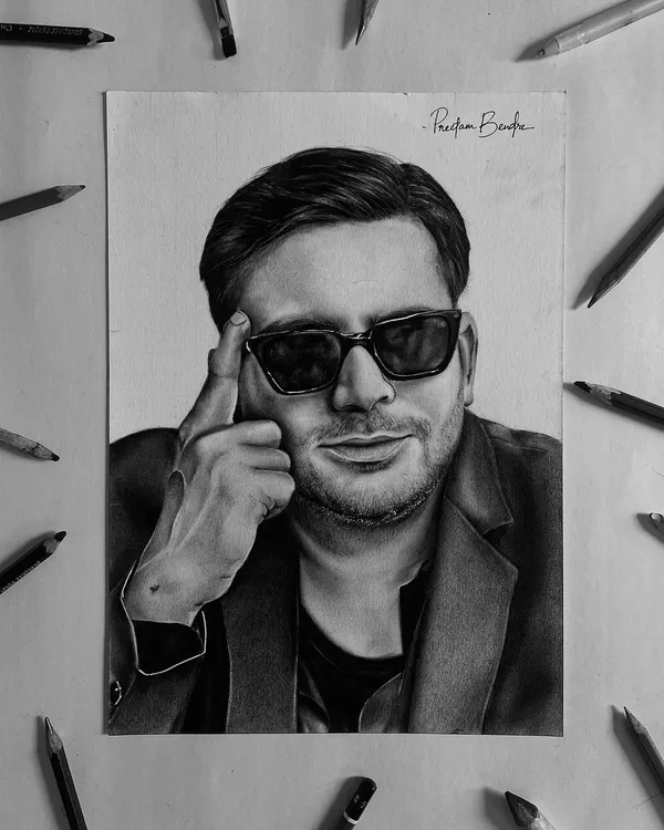 The Lord himself, Puneet Superstar. Beyond the memes, he helps many people, and I wanted to capture the personality of this unique social media star in charcoal.