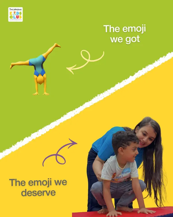 We think this emoji is a much better fit for the real, hands-on, and sometimes messy work of learning gymnastics. It's all about guided effort and happy achievements.