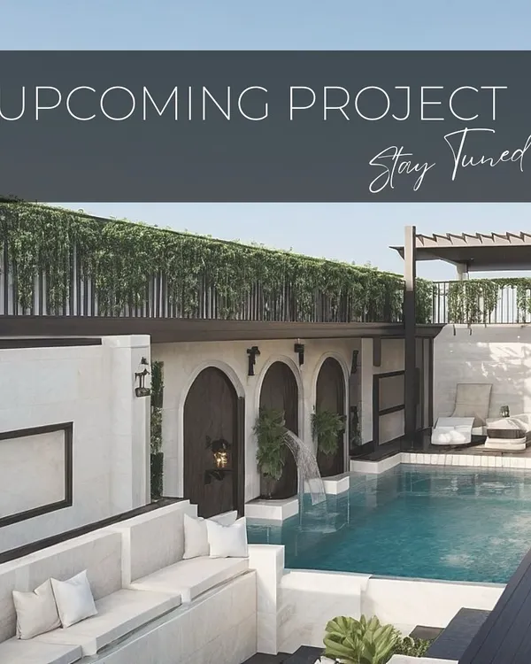 An upcoming project featuring a stunning poolside oasis. We designed this space with built-in seating, lush greenery, and elegant archways to create a sense of tranquility and escape in the heart of Bangalore.