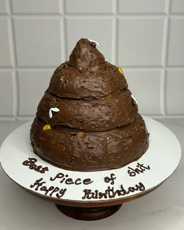 This has to be the best dump you'll ever taste. A custom birthday cake shaped like a giant pile of poop, because why not? I love bringing your funniest, most bizarre ideas to life. Yes, it's a cake, and yes, it's delicious.