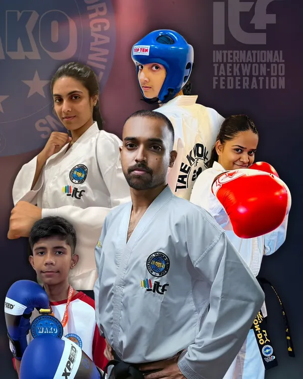 A collage representing the spirit of our academy. I stand with my students, from young medalists to senior athletes, all part of the ecosystem we have built for nurturing champions.