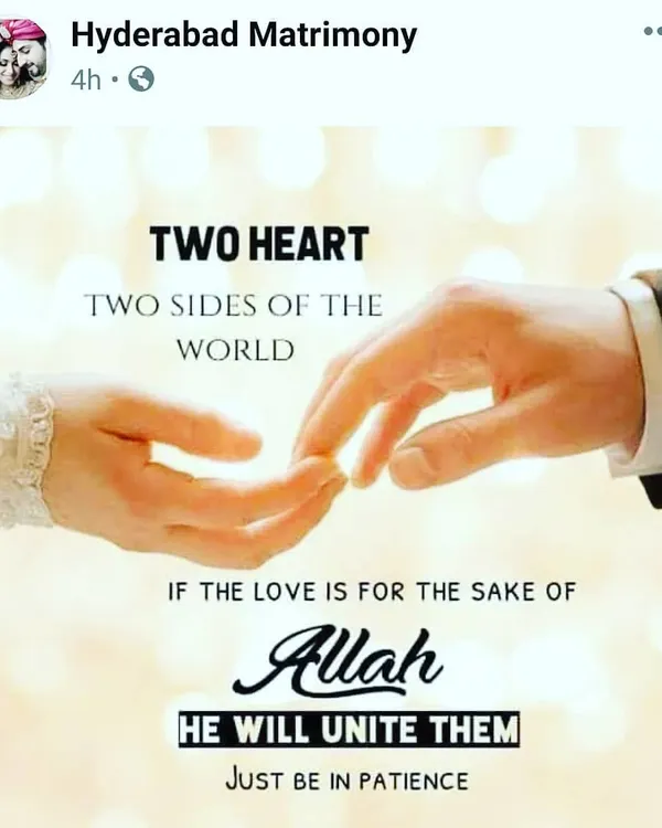 If the love is for the sake of Allah, He will unite two hearts, no matter how far apart they are. I truly believe this and see my role as helping you find that person with patience and faith.