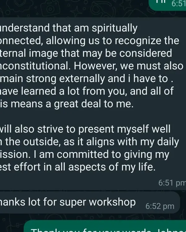 This powerful feedback from a workshop participant speaks to the deep connection between internal and external image. My goal is to help clients align their outer presentation with their inner strength and mission.