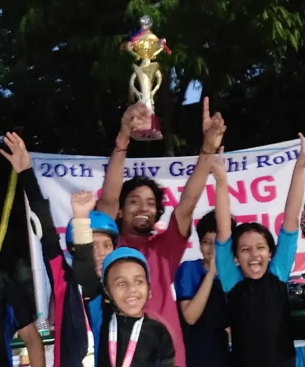 Pure joy and victory. I am so proud of my students celebrating their win at the Rajiv Gandhi Roller Skating Competition. We don't just teach, we build champions.
