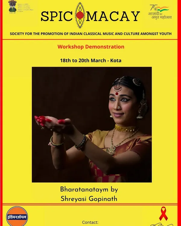 The poster for my first workshop with Spicmacay, an organization dedicated to promoting Indian classical arts among youth. It was a dream come true to be empanelled with them.
