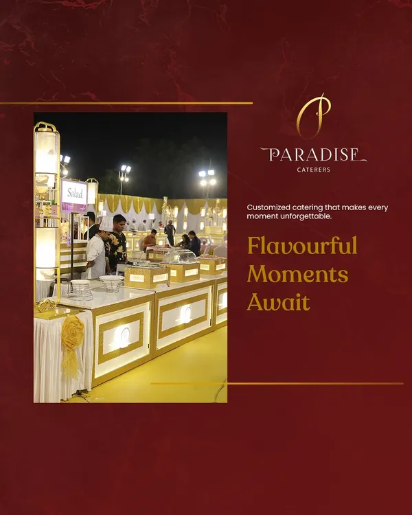 Welcome to a Paradise experience, where every event is transformed into a grand celebration. This is a glimpse of our elegant buffet setup, designed to be a feast for the eyes before it becomes a feast for your palate. We believe presentation is just as important as taste.
