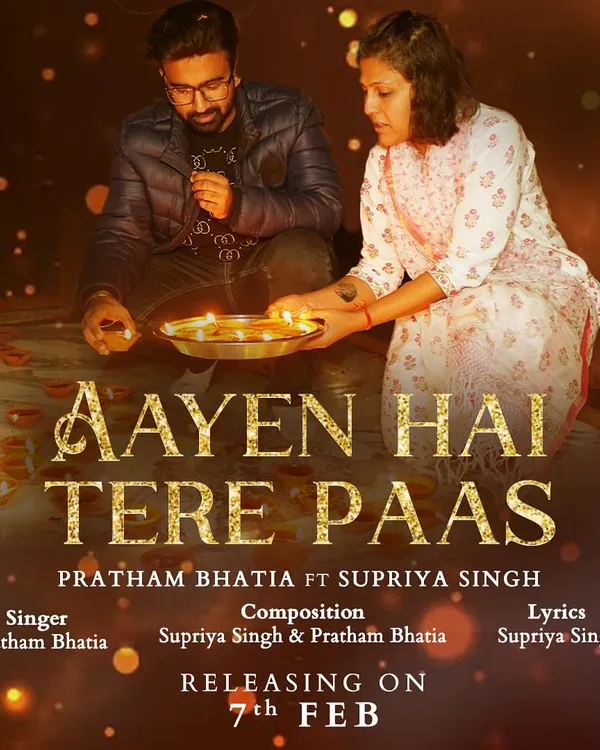 The official announcement poster for my original song 'Aayen Hai Tere Paas'. This track is about finding celebration in everyday moments and the power of kindness.