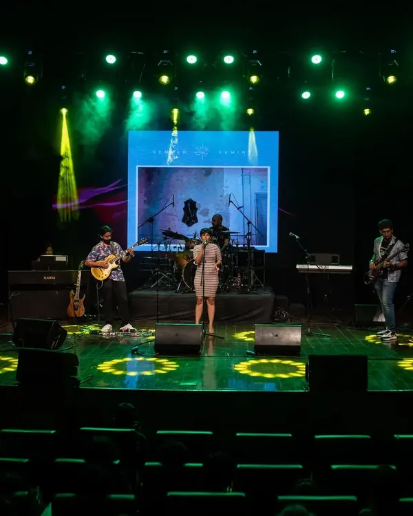 A wide view of the stage during a performance at Muscape 2024. I am experienced in managing the flow of a packed schedule at music festivals, ensuring seamless transitions between different artists and segments.