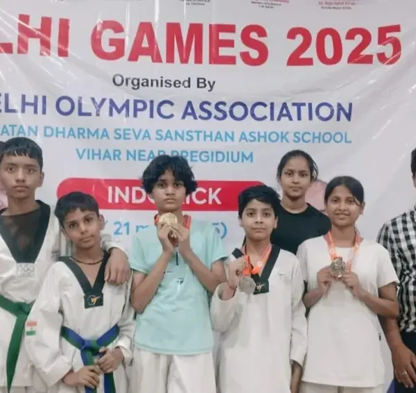 The whole team celebrating our success at the Delhi Olympic Games 2025. The spirit of Team Prahar is unmatched.
