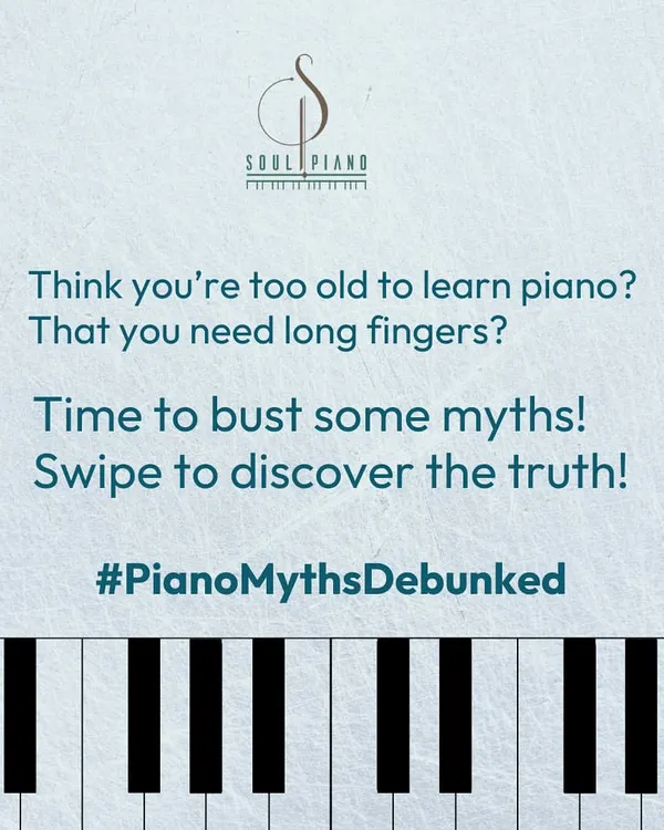 Many people believe myths about learning music, like needing to be a child or having "talent." This series of graphics is here to debunk those ideas and show you that music is accessible to everyone.