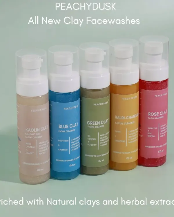 I'm so excited to introduce my all-new clay facewashes. Enriched with natural clays and herbal extracts, they come in five variants: Kaolin, Blue, Green, Haldi Chandan, and Rose.