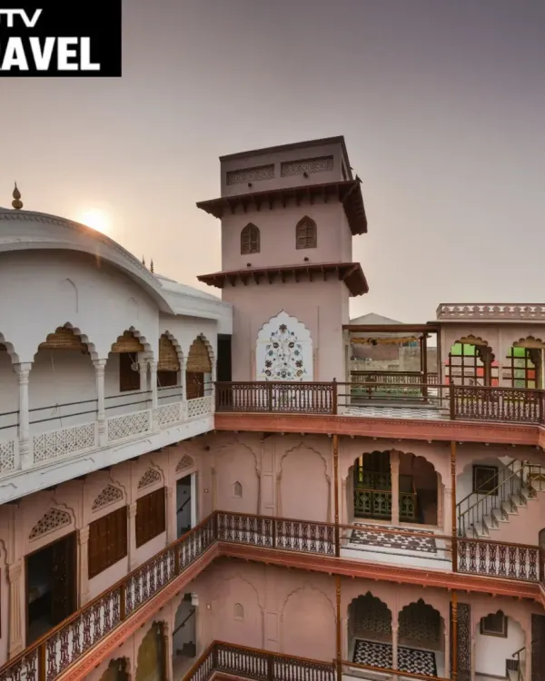 The restored courtyard of Haveli Dharampura, featured by NDTV Travel. This 19th-century Mughal-era gem was brought back to life, earning UNESCO recognition for its blend of old-world charm and modern luxury.