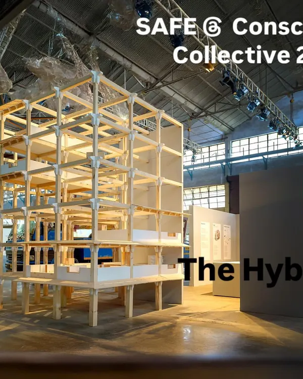 This is 'The Hyber', a 1:5 scale model of a six-story hybrid timber building I developed, showcased at the Conscious Collective 2023. It represents the culmination of my research into making tall timber structures a reality in India.