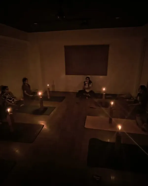 A serene Tratak, or candle-gazing, session for our prenatal yoga class. This practice helps expecting mothers cultivate inner calm, sharpen focus, and build a deeper bond with their babies in a peaceful, meditative environment.